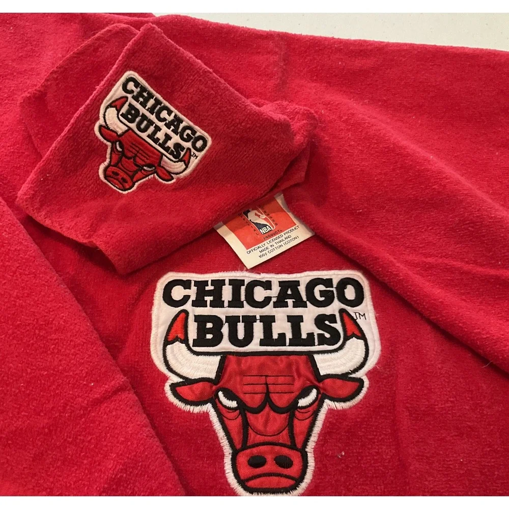 Vintage Chicago Bulls Towels 2 Bath Set Cloth Embroidered Patch 90s Jordan